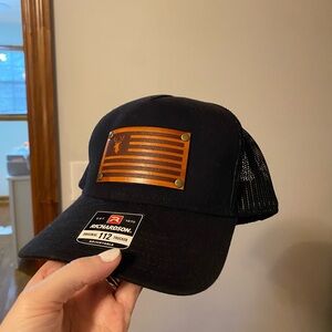Black Trucker Hat with Leather Patch